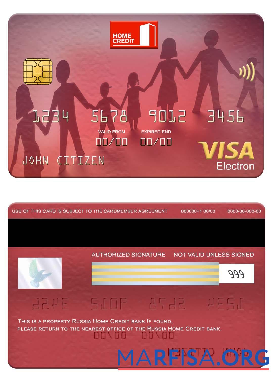 Realistic Russia Home Credit bank visa electron card real example